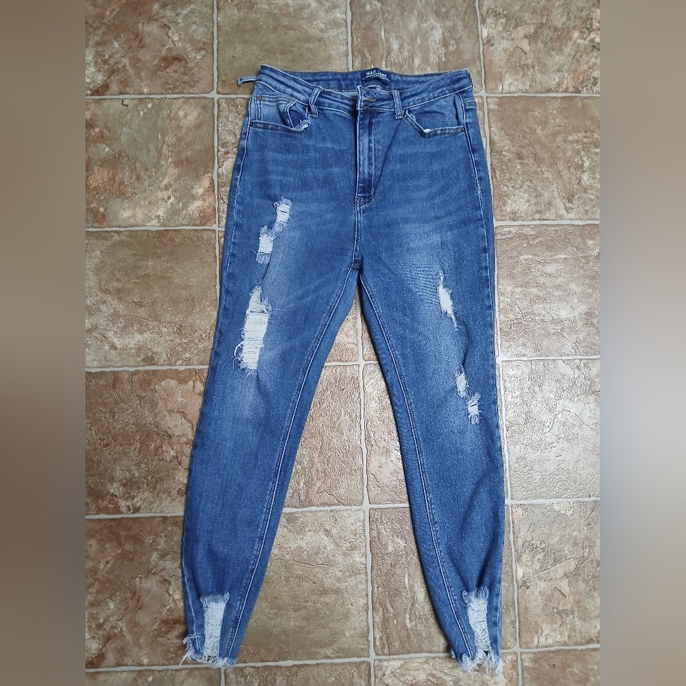 Wax Jean Ripped Blue Skinny Jeans Size 13